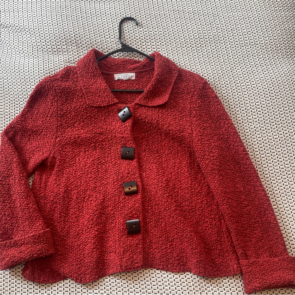 Willow Red Textured Sweater Jacket